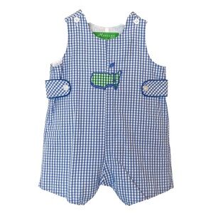 MASTERS Golf Jon Jon Gingham Plaid Embroidered One Piece Romper Jumpsuit \\ 12M